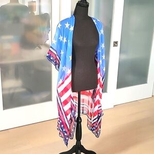 Steve Madden NWT Red White  & Blue Stars & Stripes Batik Wrap